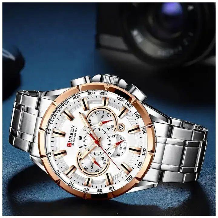 Reloj Hombre Elegante Acero Inoxidable Cuarzo Cronógrafo-5