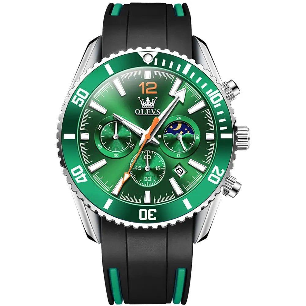 Reloj Cronógrafo Deportivo para Hombre Calendario Resistencia al Agua-0