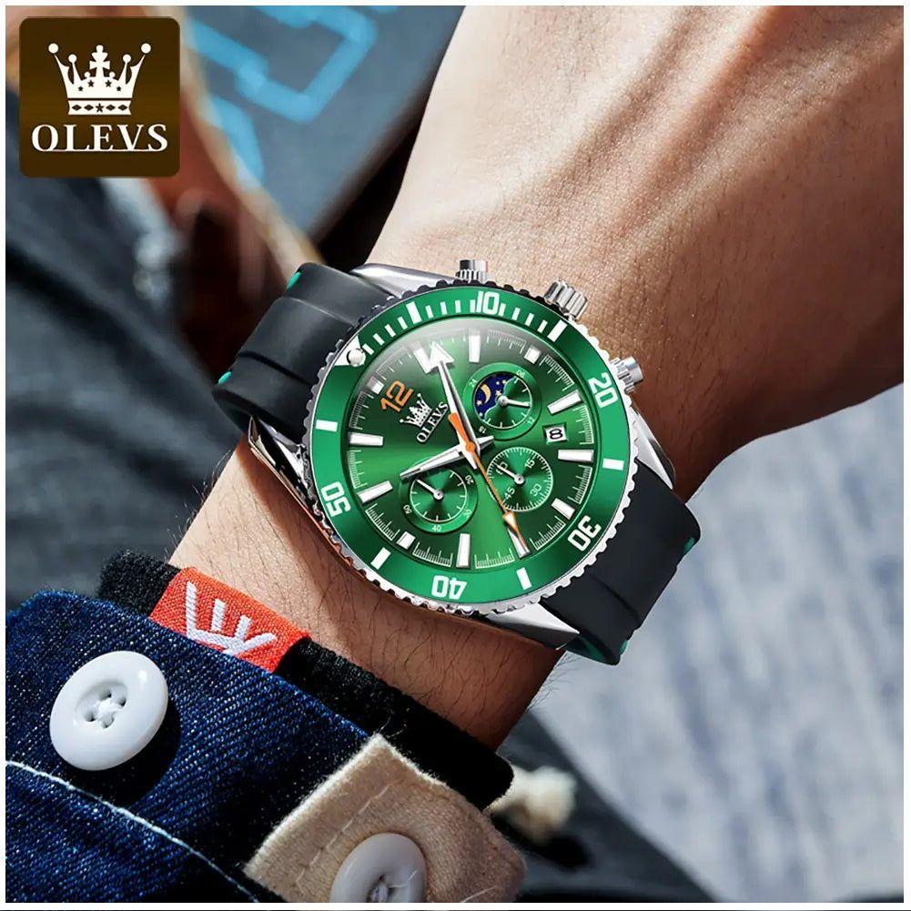 Reloj Cronógrafo Deportivo para Hombre Calendario Resistencia al Agua-2