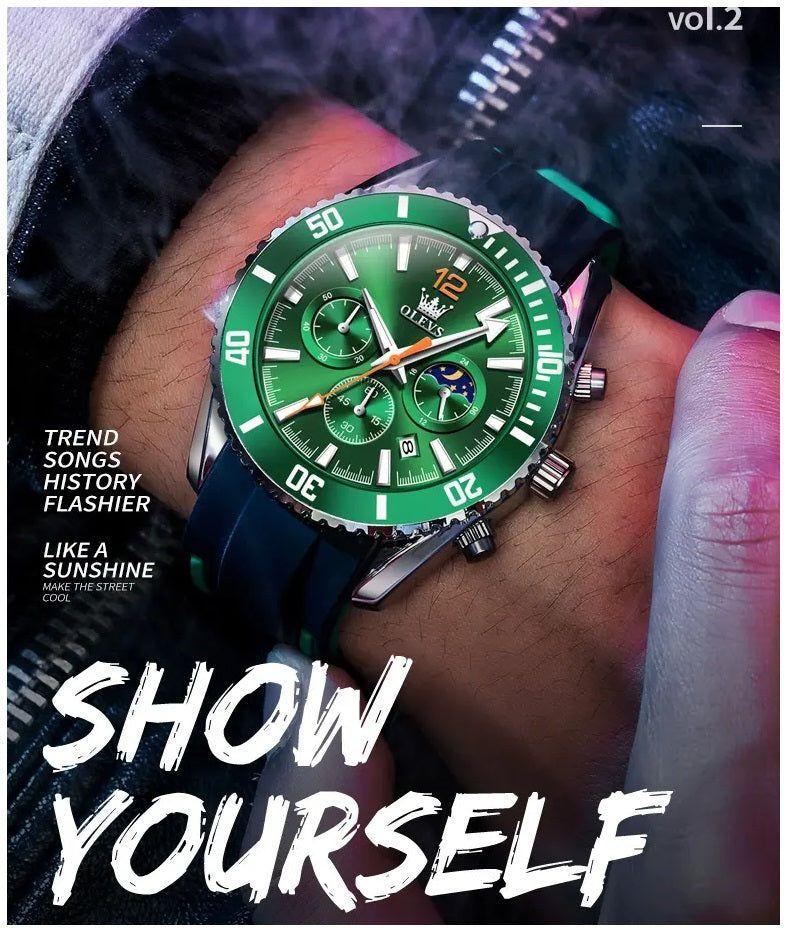 Reloj Cronógrafo Deportivo para Hombre Calendario Resistencia al Agua-3