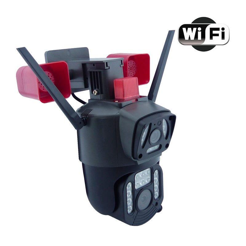 Cámara Seguridad WiFi Doble Lente Sirena Baliza IP23 LED HD Cobertura-0