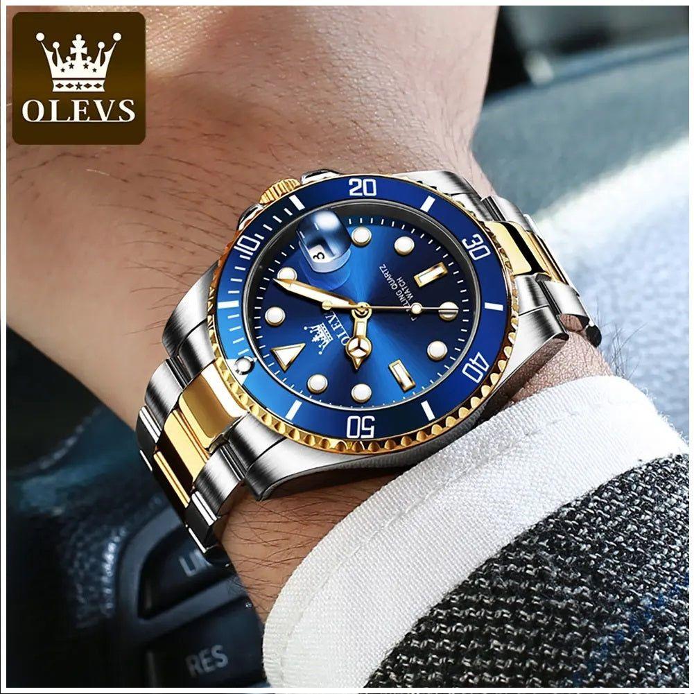 Reloj para Hombre de Lujo OLEVS Acero Inoxidable Cuarzo Sumergible 30M-2
