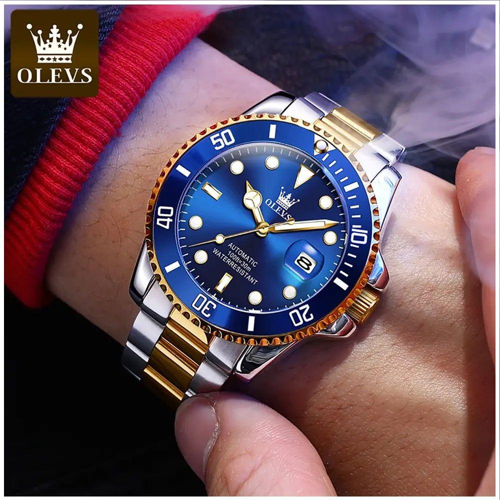 Reloj para Hombre de Lujo OLEVS Acero Inoxidable Cuarzo Sumergible 30M-4