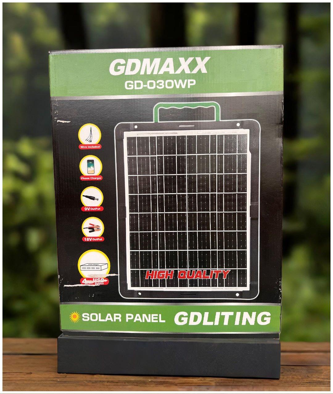 Panel Solar Portátil 30W 18V Adaptador de carga Múltiple Cable USB-3