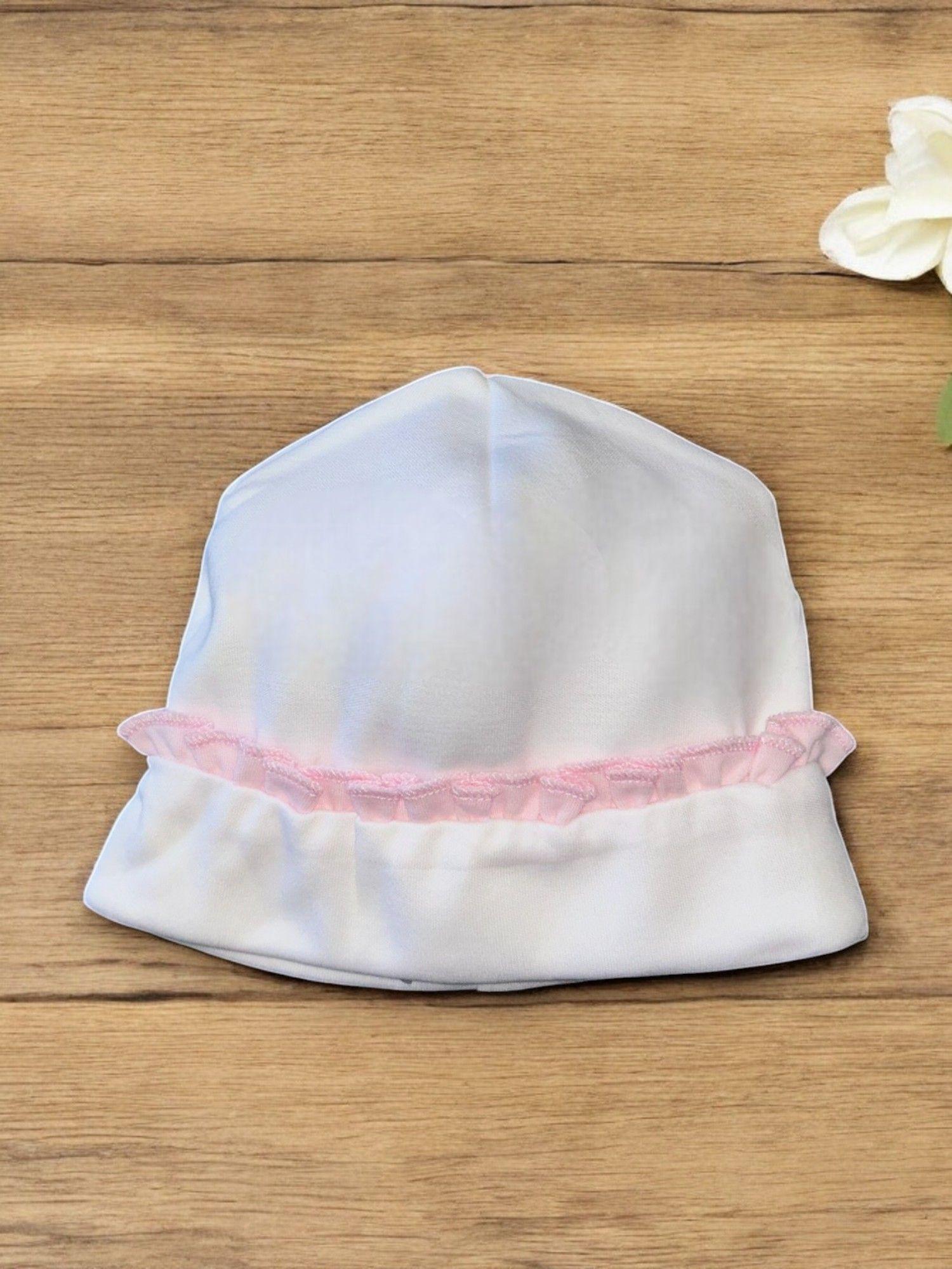 Gorro bebé algodón Pima detalles rosa-1