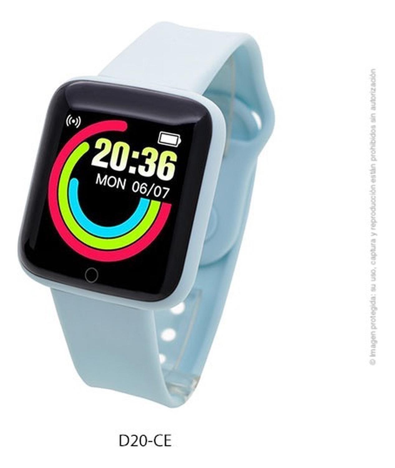 Reloj D20 Inteligente Smartwatch Celeste-1