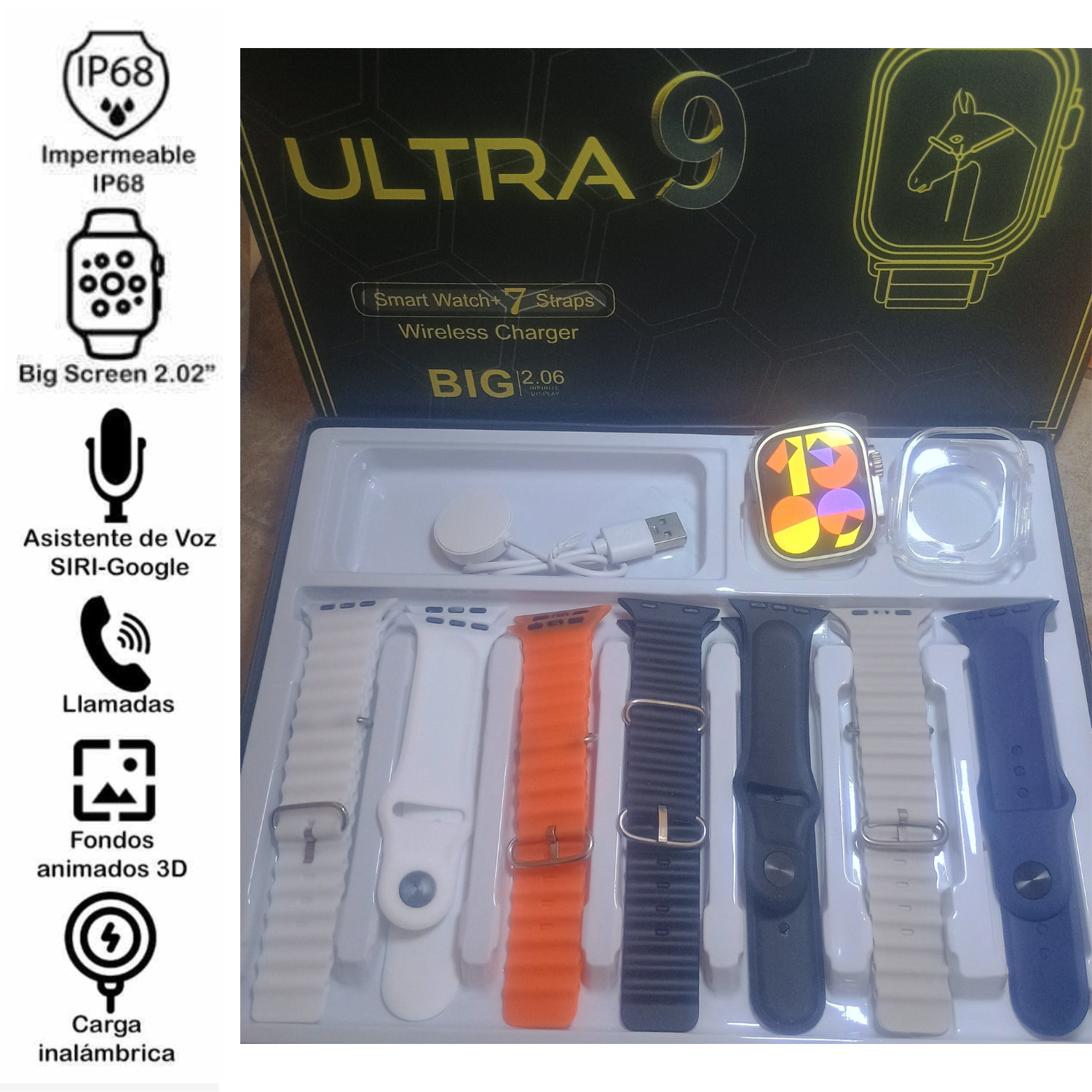 Reloj Inteligente Smartwatch DT900 Ultra Negro - 7 CORREAS-1