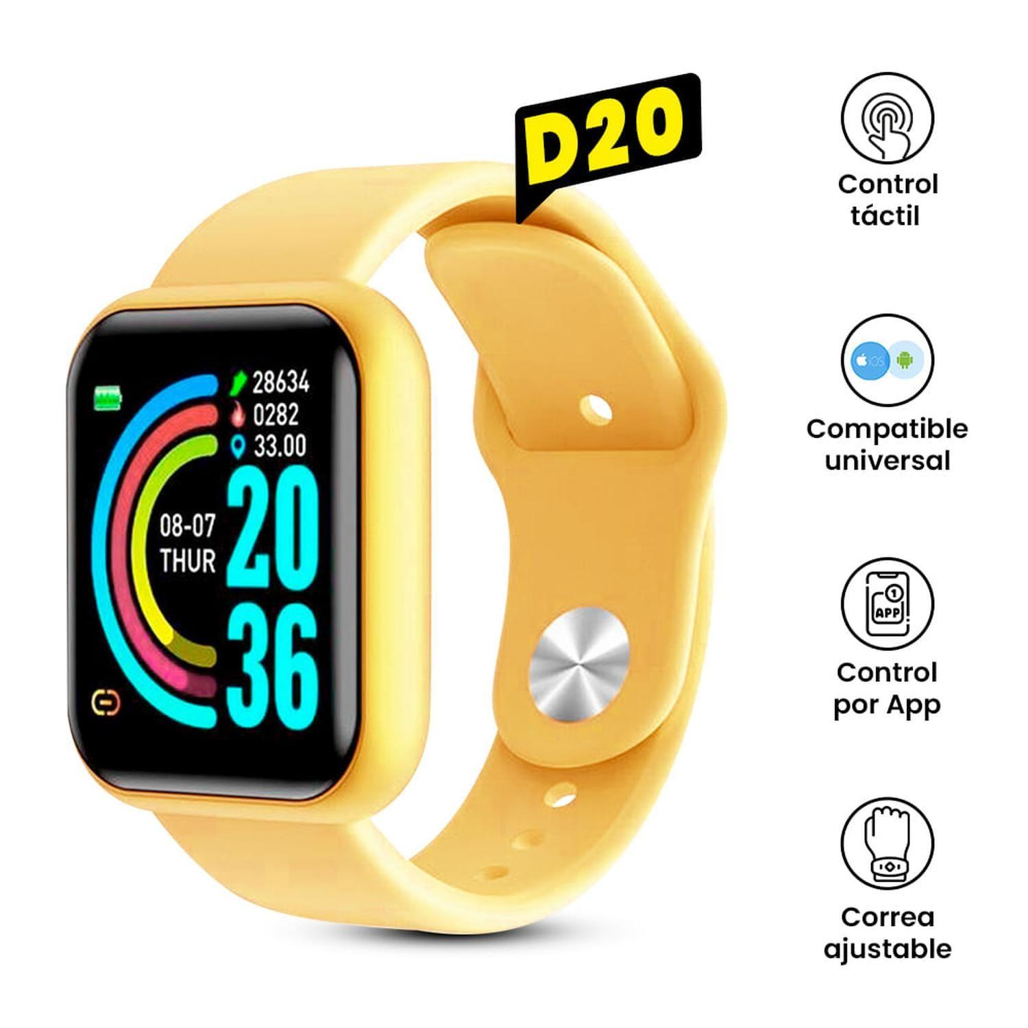Reloj D20 Inteligente Smartwatch Amarillo 2024-1