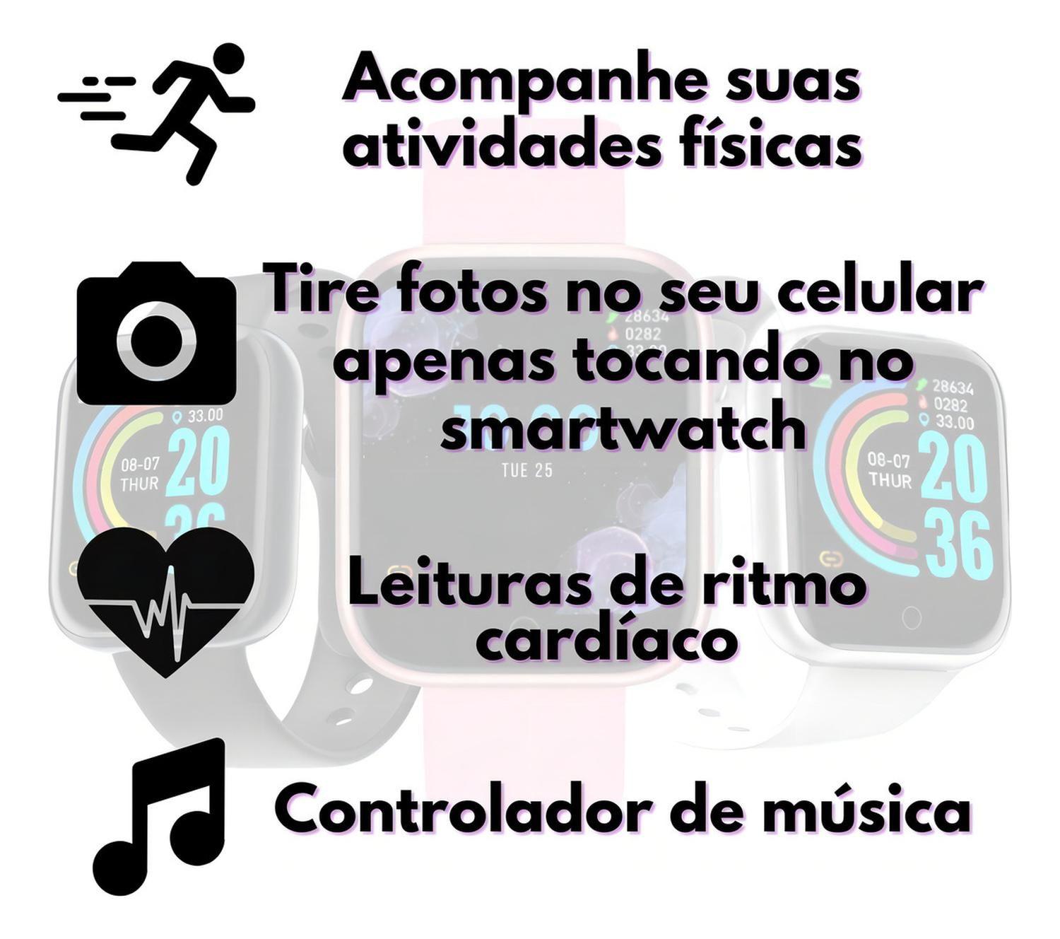 Reloj Inteligente Smartwatch Smart Bracelet D20 1 1.3 Rosado-4