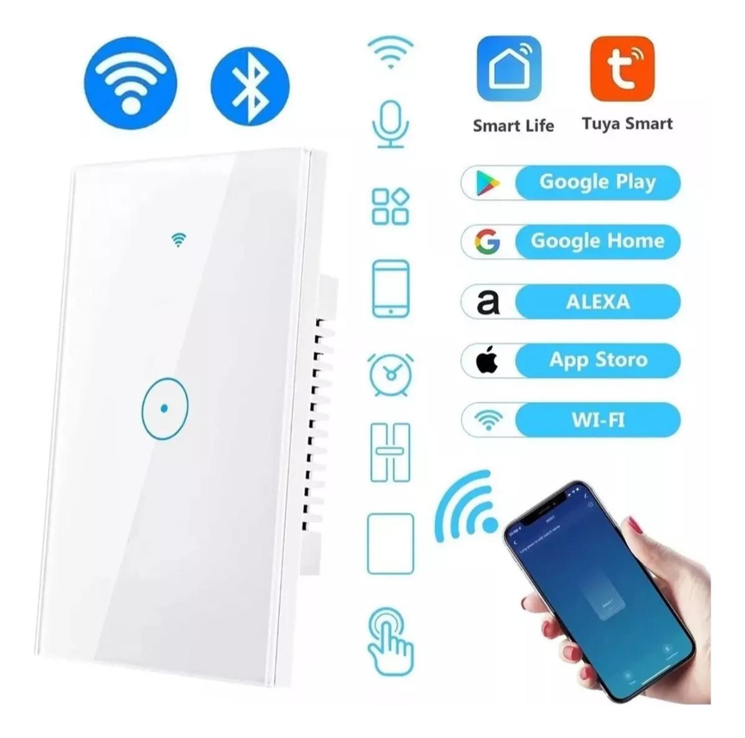 Interruptor Inteligente Touch Wifi Blanco Simple-1