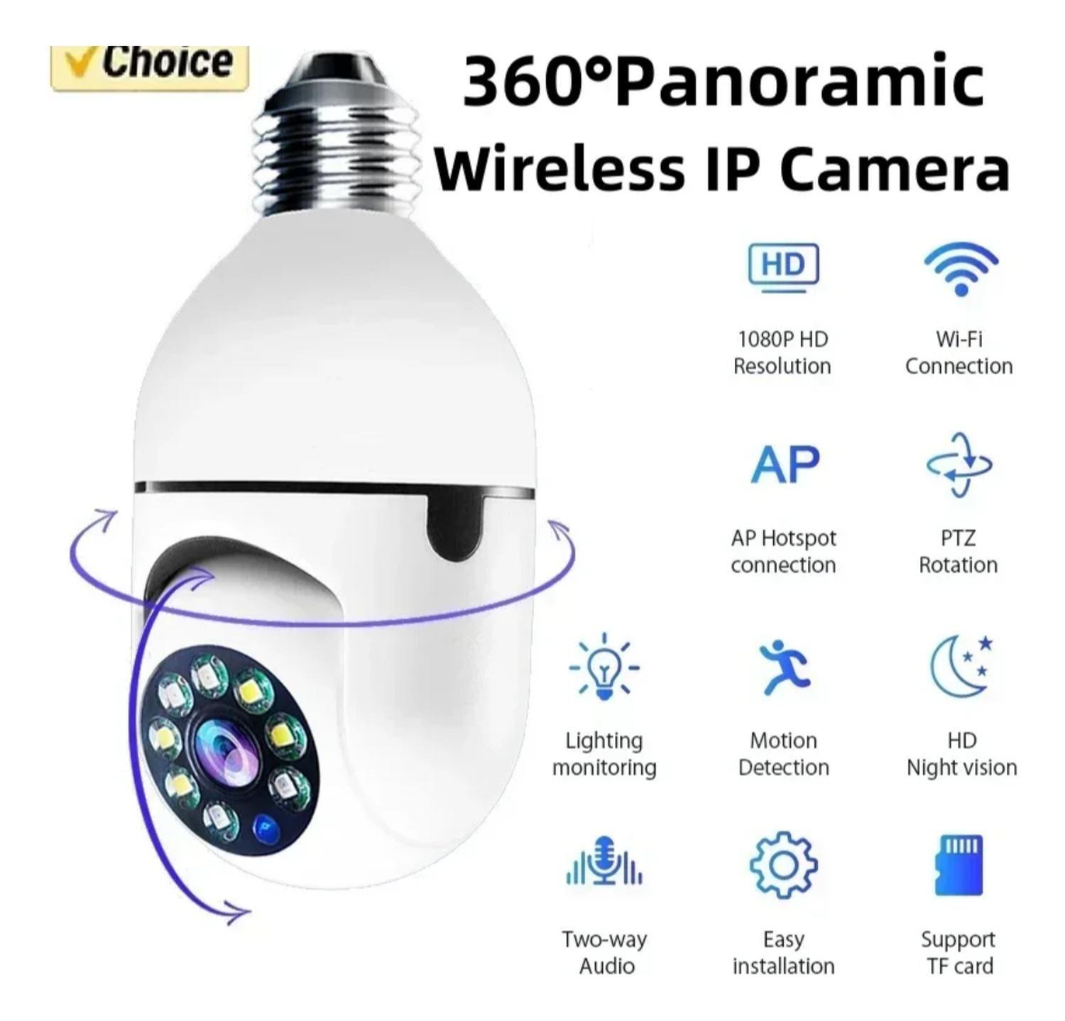Camara Ampolleta Seguridad 360° Visor Nocturno 1080p-5