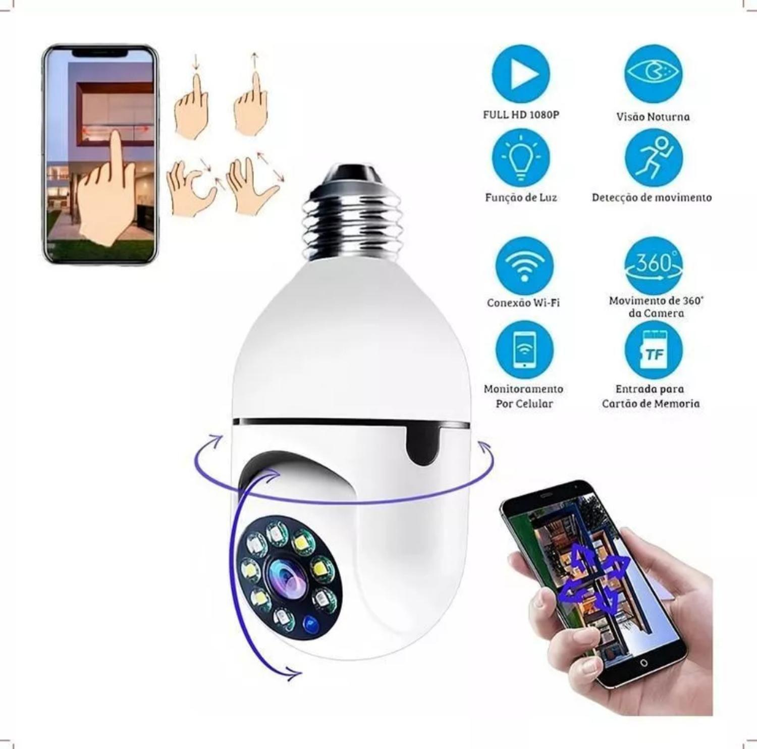 Camara Ampolleta Seguridad 360° Visor Nocturno 1080p-8