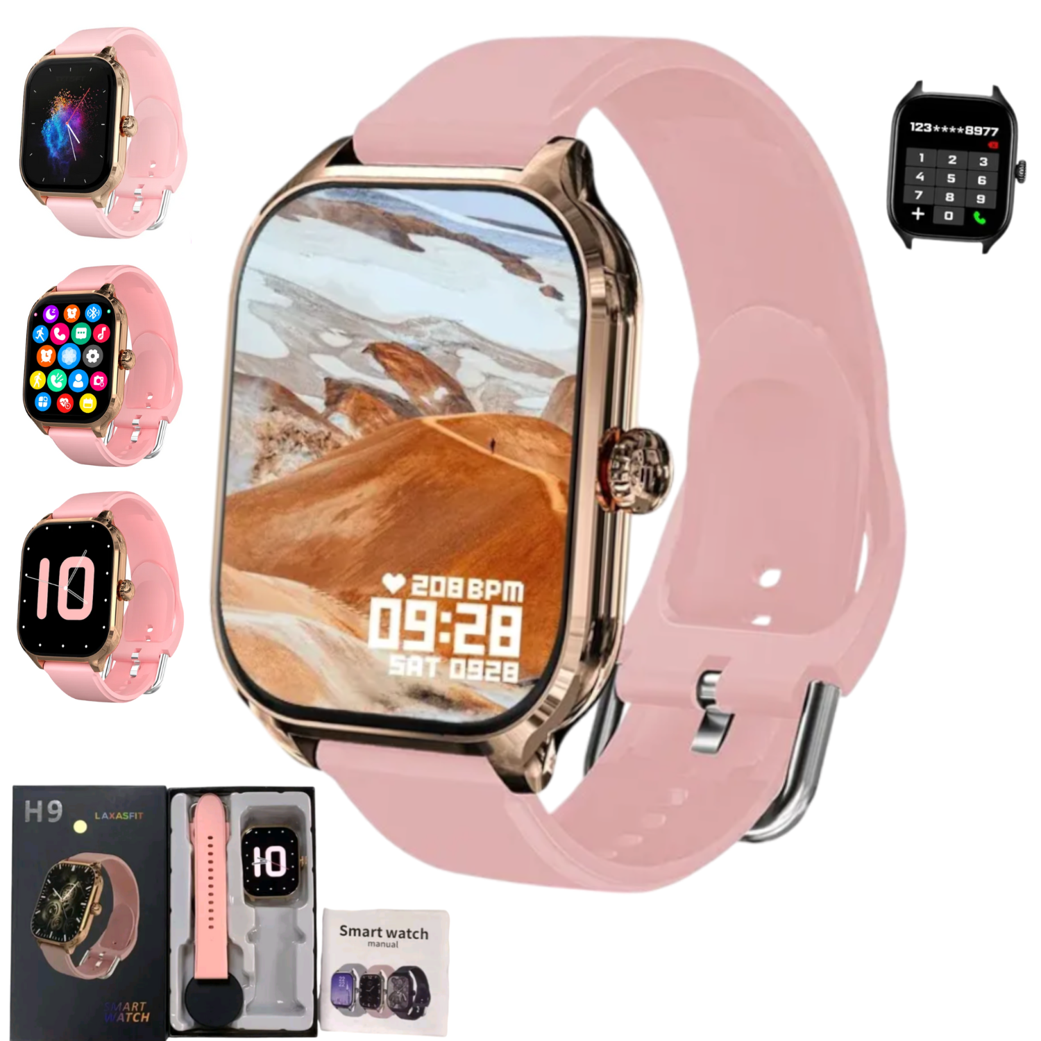 Reloj Inteligente Smartwatch H9 Rosado-0