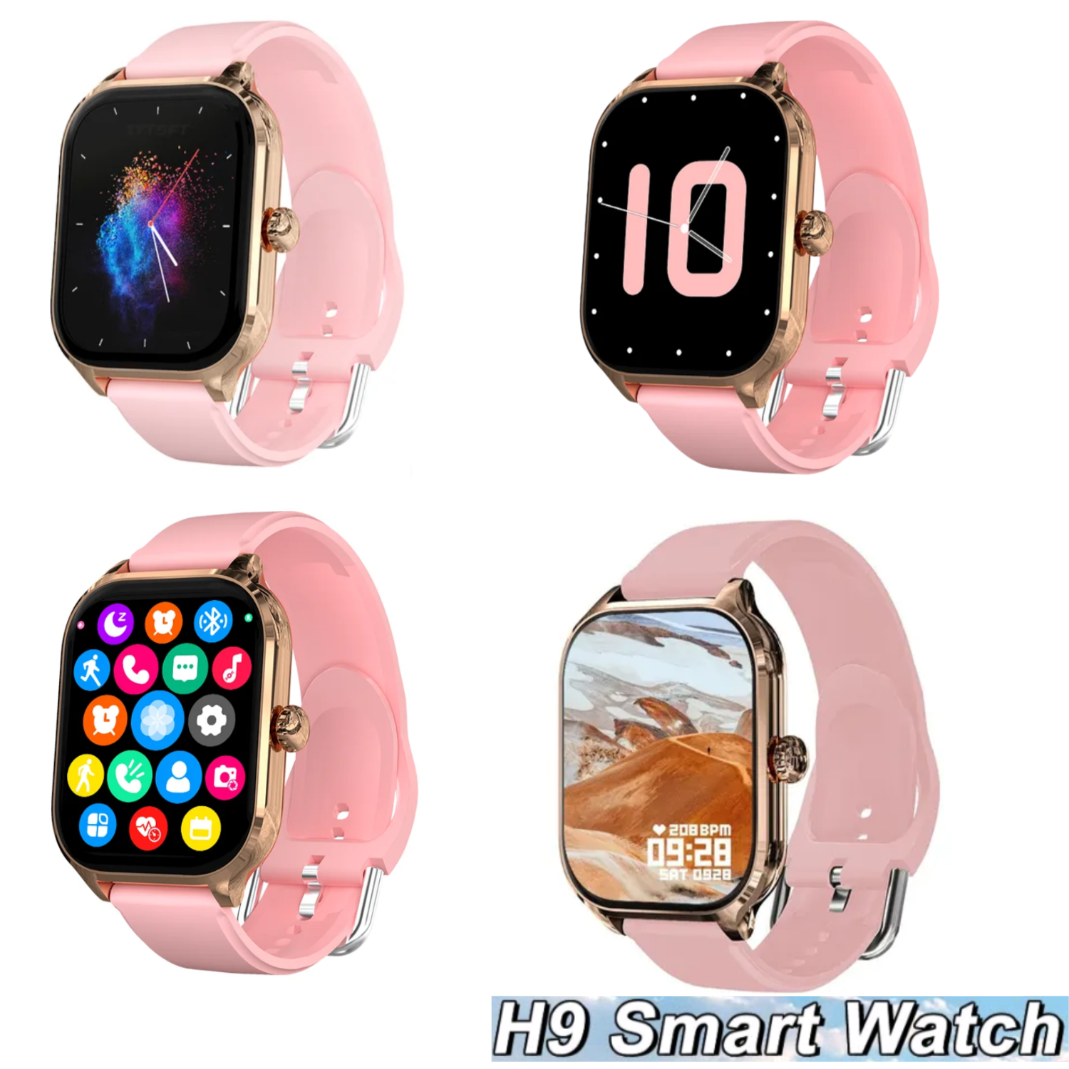 Reloj Inteligente Smartwatch H9 Rosado-2