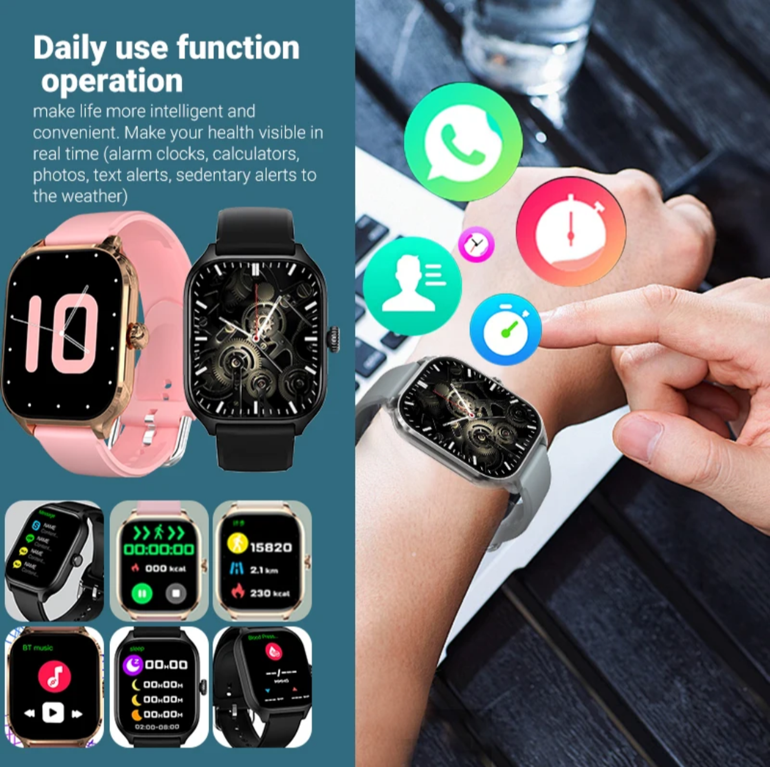 Reloj Inteligente Smartwatch H9 Rosado-6