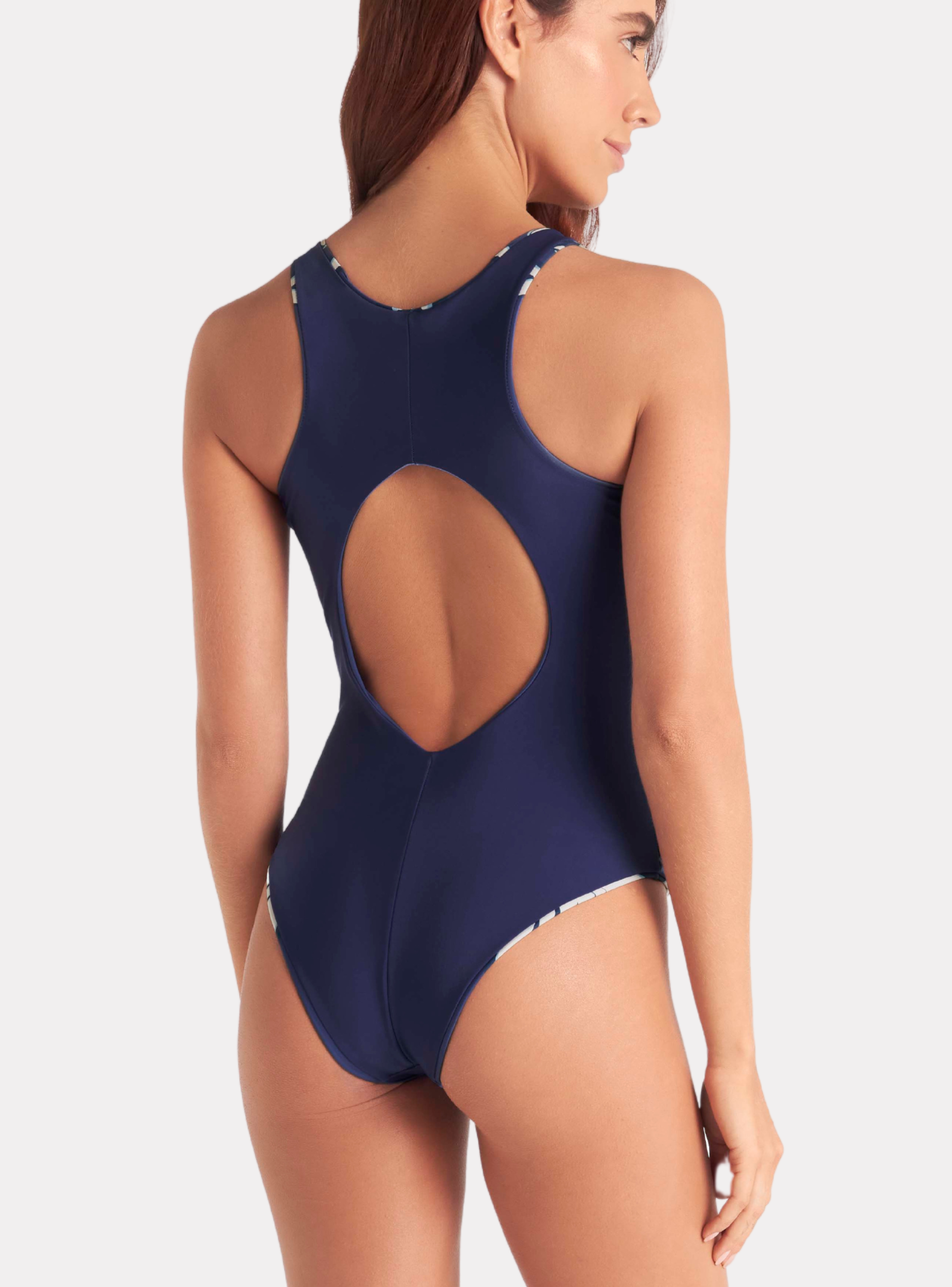 TRAJE DE BAÑO REVERSIBLE PRINT BLUE CONTROL DE ABDOMEN CHAMELA 43845-7
