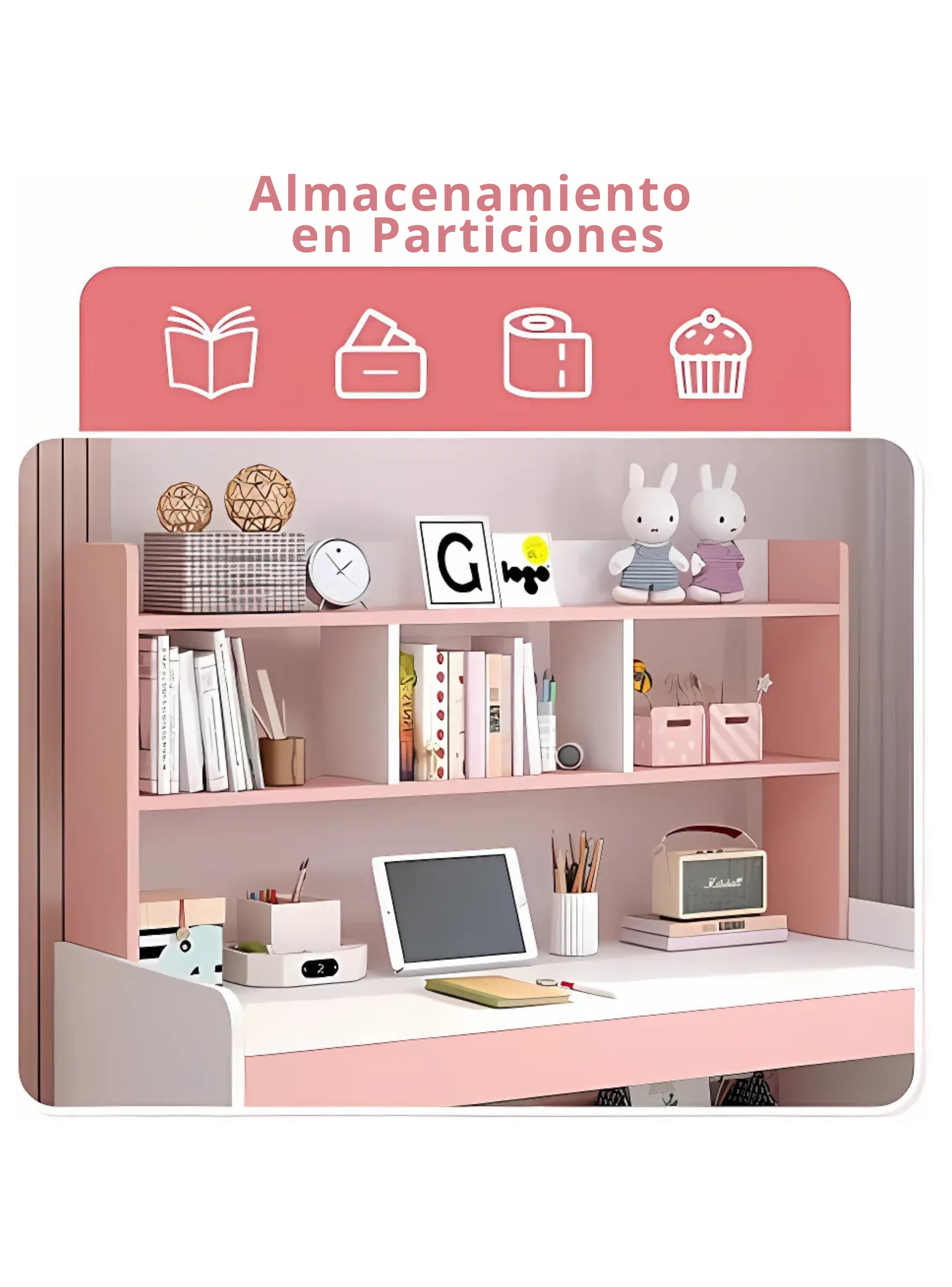 Escritorio De Estudio Para Niñas, De Madera 100 X 48 X 80 Cm-2