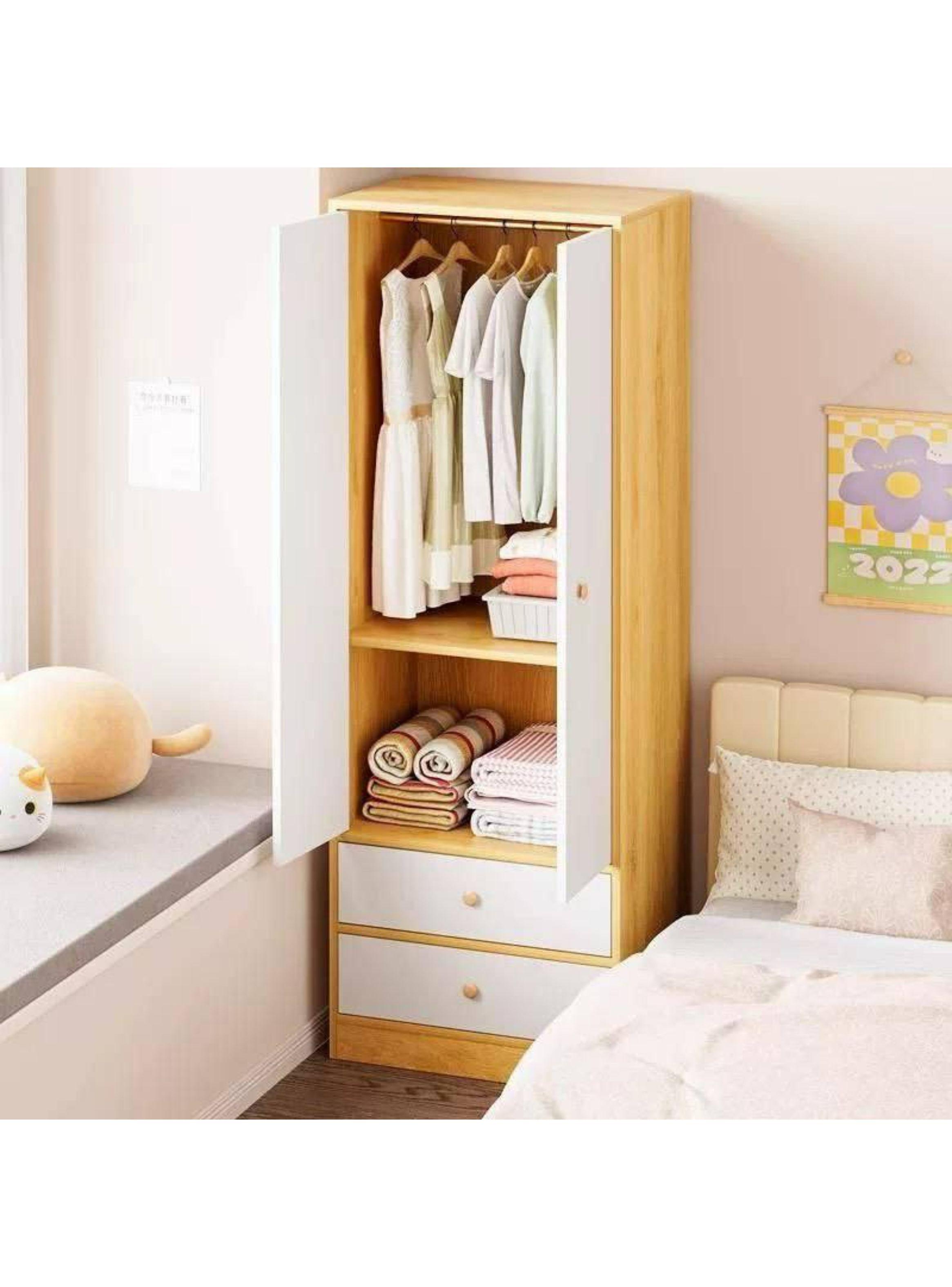 Armario De Madera Para Dormitorio 60 x 40 x 180 cm Con Puertas Batientes-2