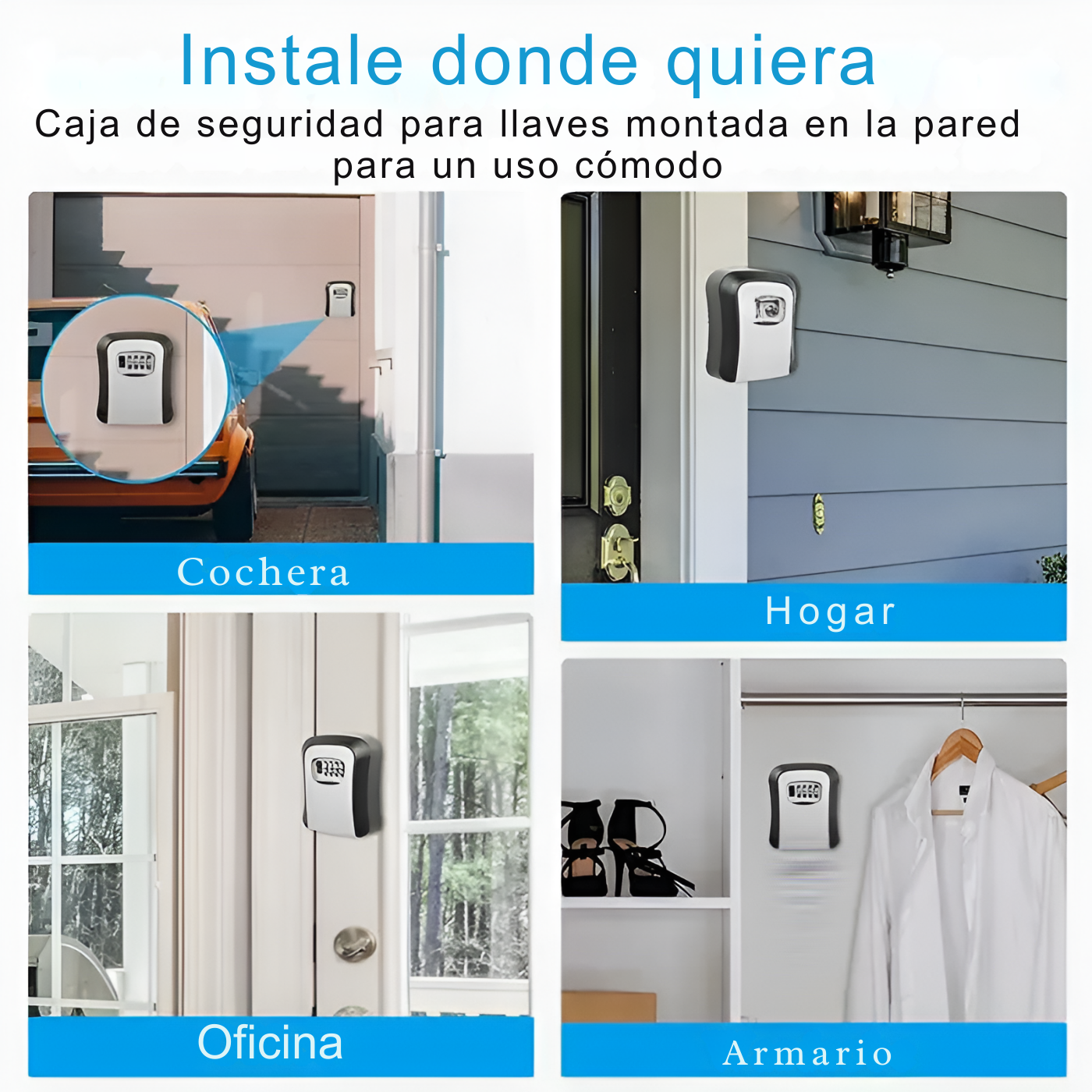 Caja De Cerradura Combinada Portátil Para Llaves De Casa y Llave De Coche-7