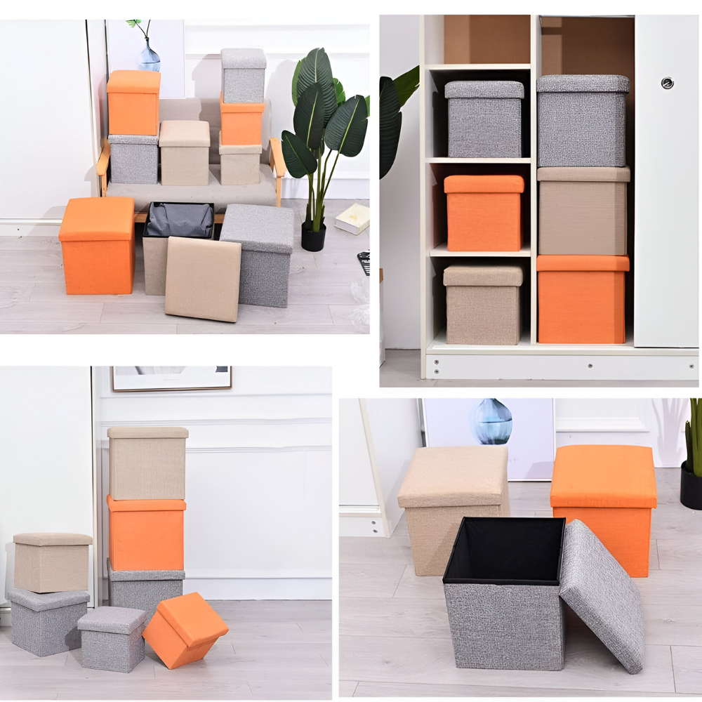 Puff Silla Cubo Organizador Plegable 30X30 Cm-3