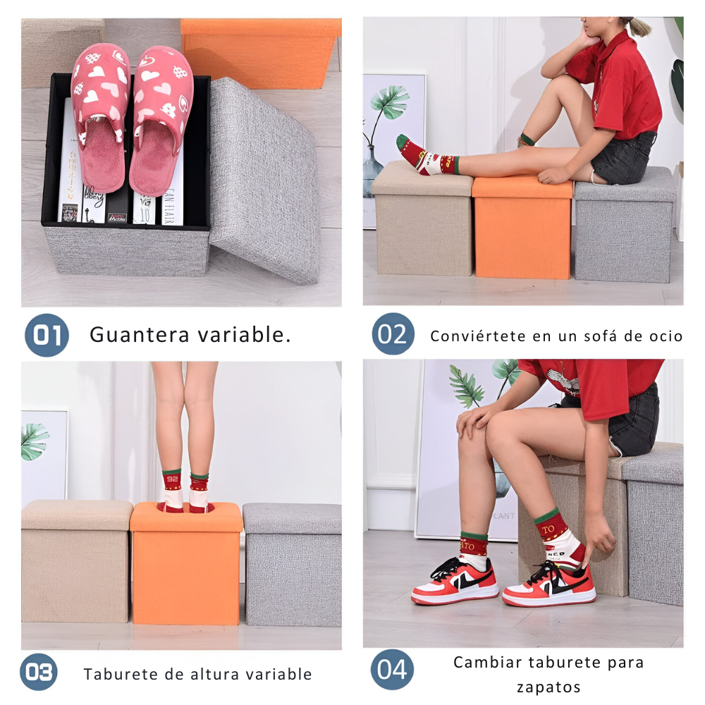 Puff Silla Cubo Organizador Plegable 30X30 Cm-4