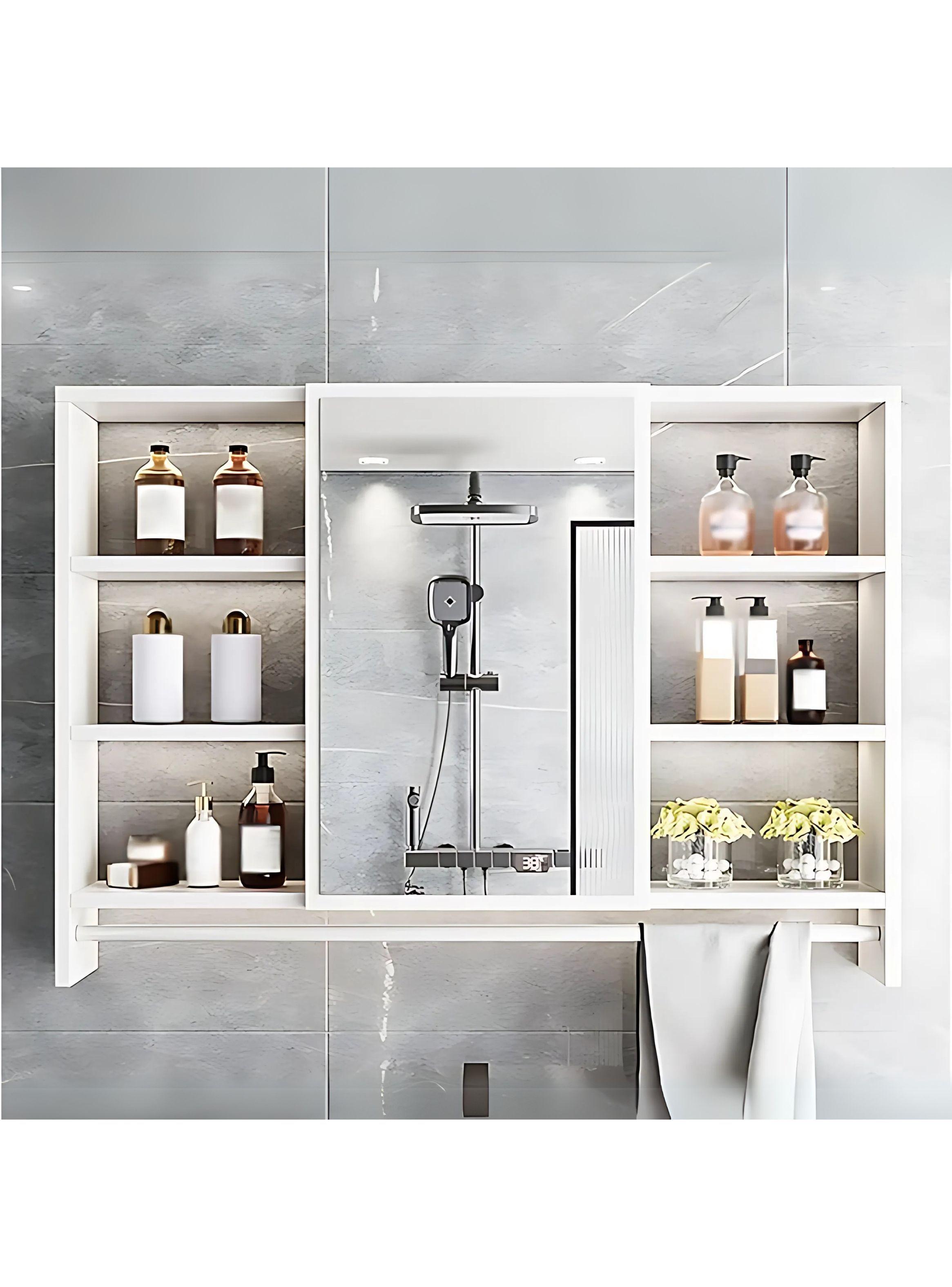 Mueble De Baño Organizador De 6 Repisas Con Espejo 90 x 12 x 70 cm-3