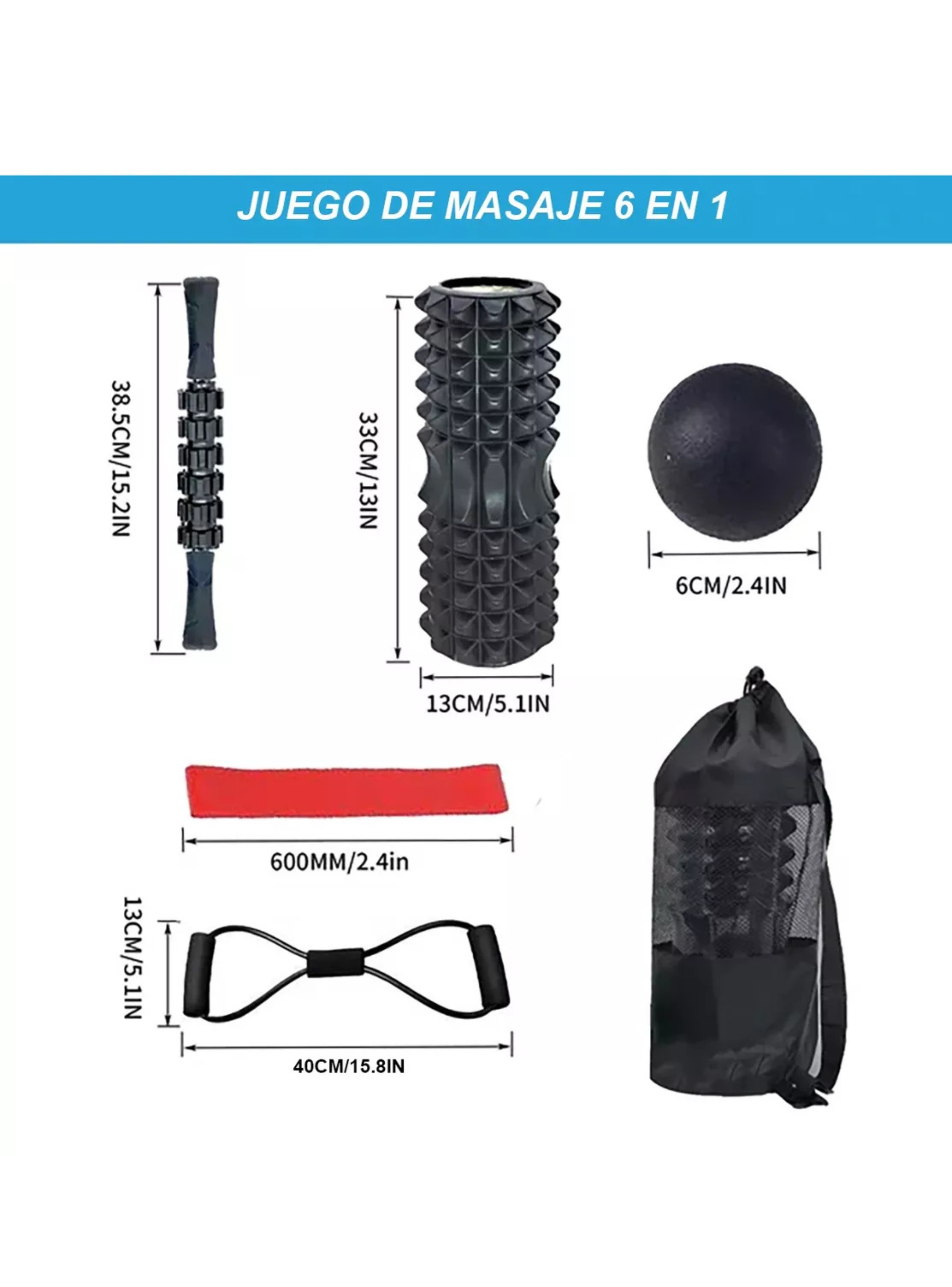 Rodillo Para Masaje Muscular Foam Kit 6 Unidades-3