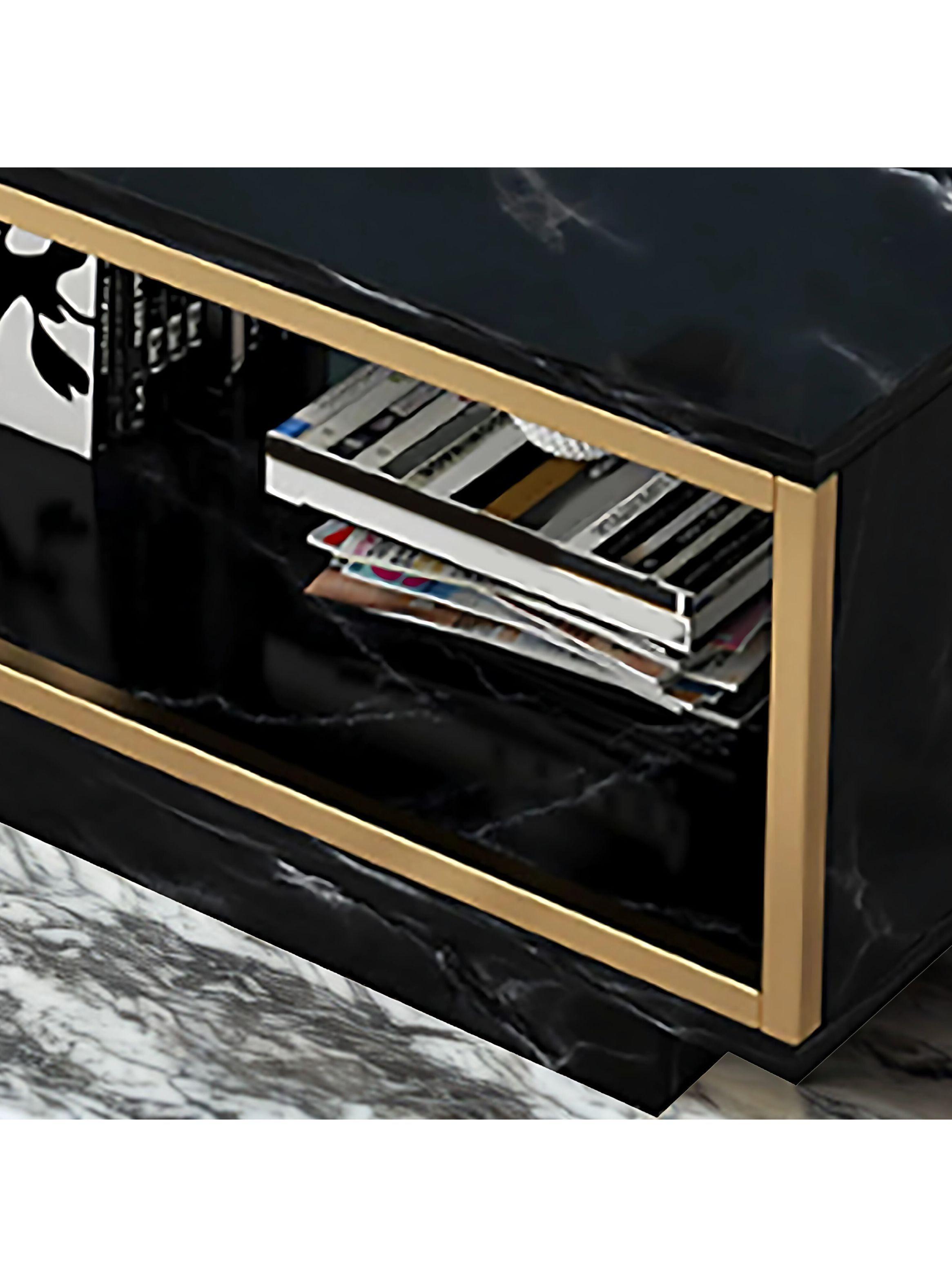Mesa De Centro Rectangular 120 x 60 x 40 cm Mármol Negro-3