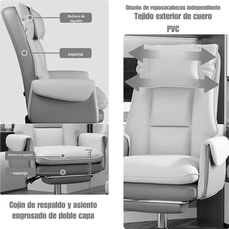 Silla Para Pc Ejecutiva De Cuero Con Reposapiés Ergonómico-3