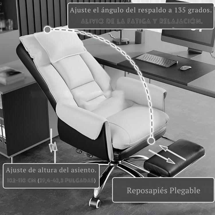 Silla Para Pc Ejecutiva De Cuero Con Reposapiés Ergonómico-5