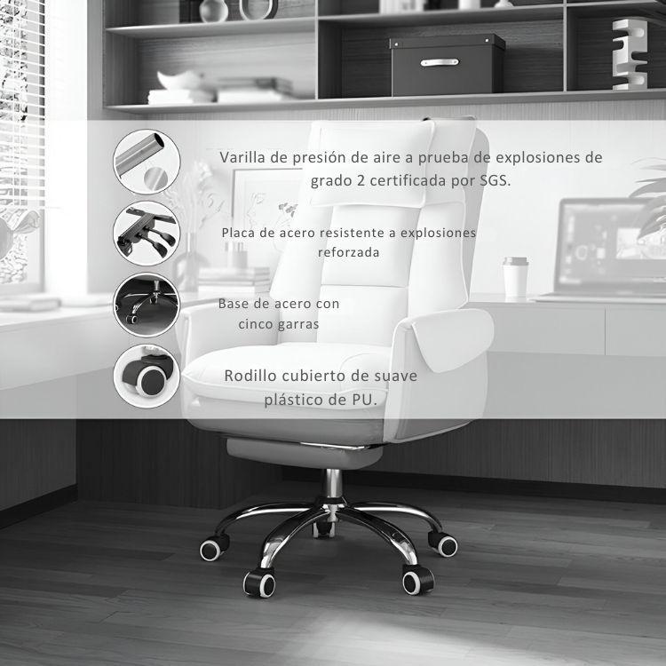 Silla Para Pc Ejecutiva De Cuero Con Reposapiés Ergonómico-6