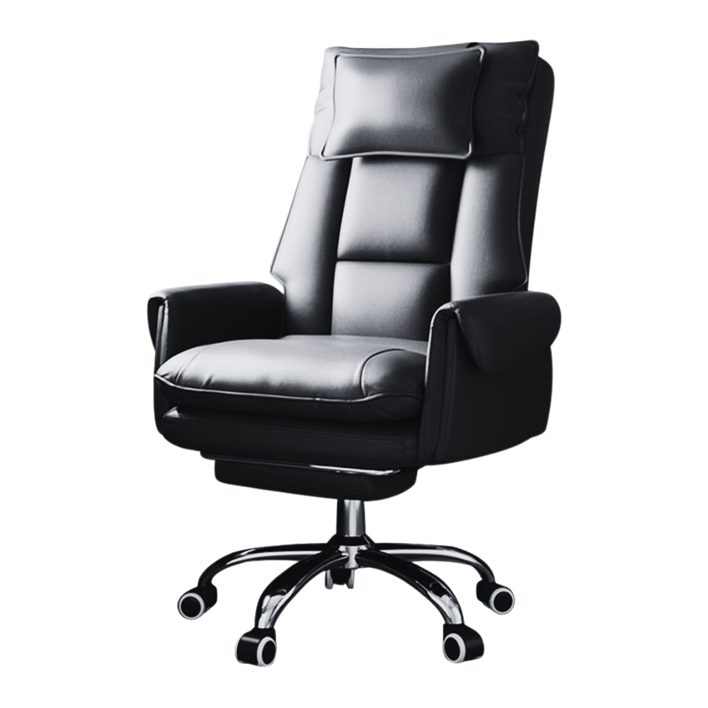 Silla Para Pc Ejecutiva De Cuero Con Reposapiés Ergonómico-0