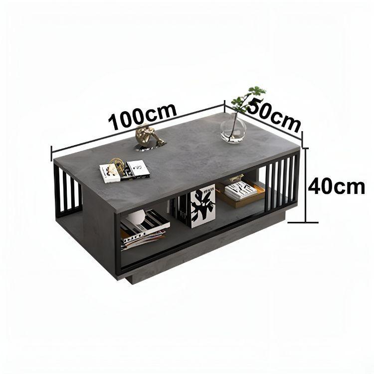 Mesa De Centro Para Living Con 2 Niveles 100x50x40 Gris-2