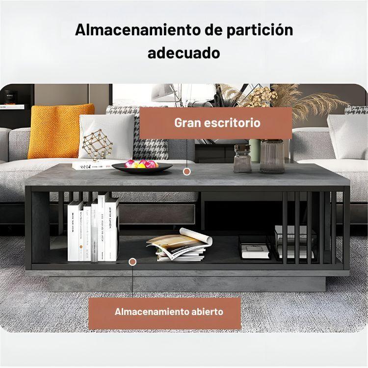 Mesa De Centro Para Living Con 2 Niveles 100x50x40 Gris-3