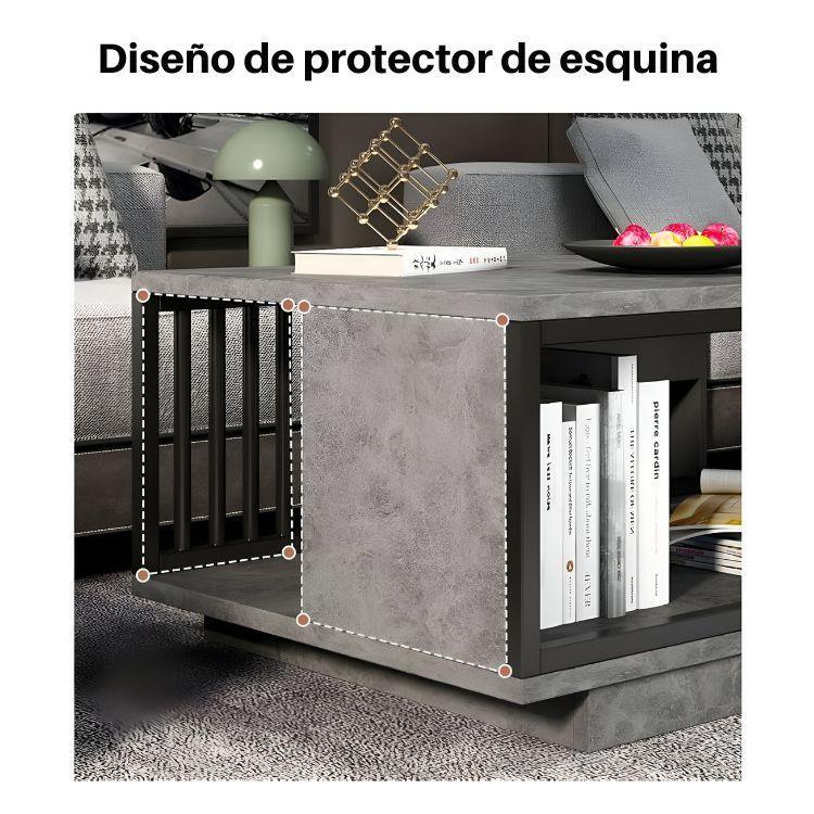 Mesa De Centro Para Living Con 2 Niveles 100x50x40 Gris-7