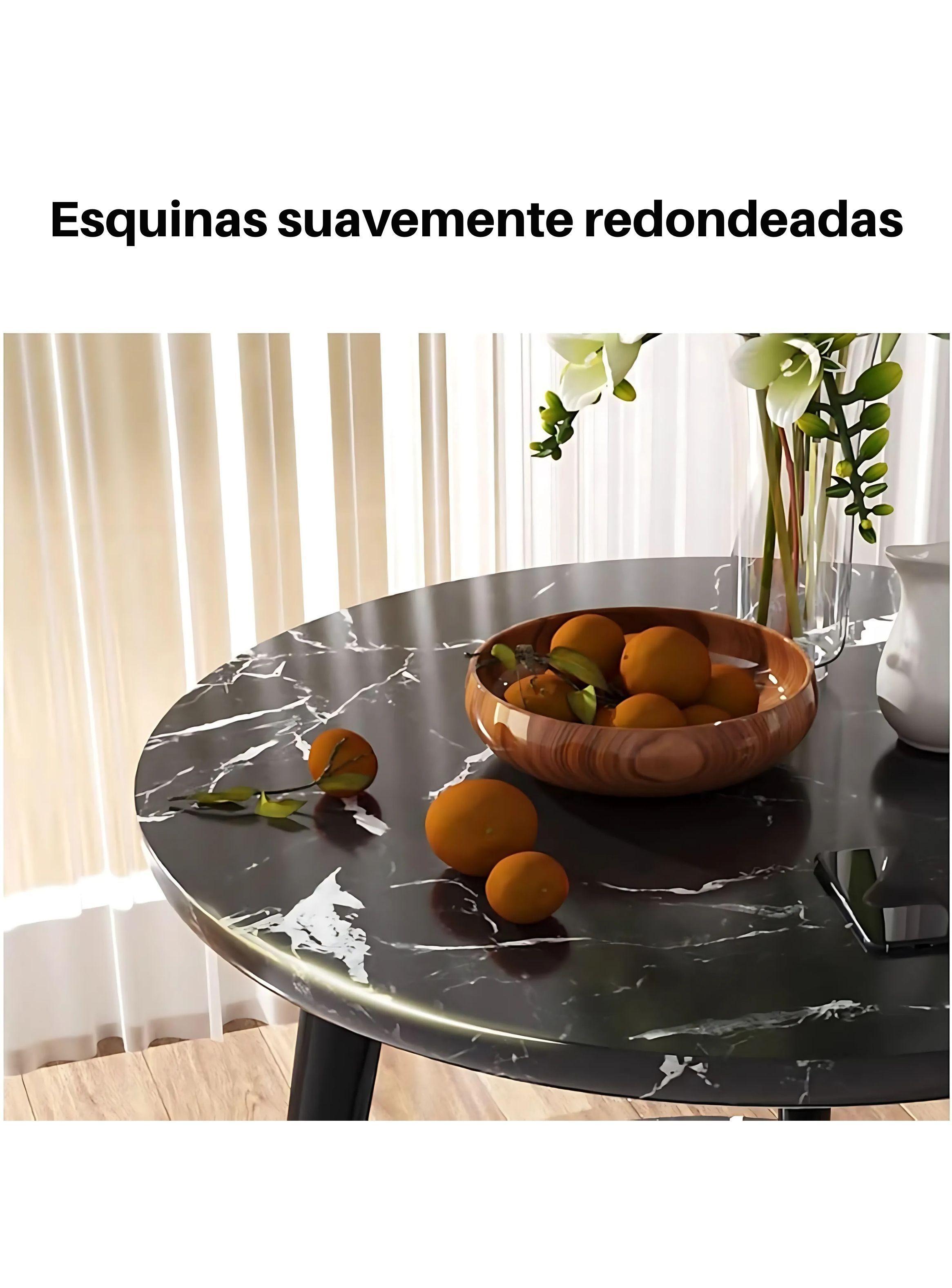 Mesa De Centro Redonda 60*60*52 Mármol Negro-3