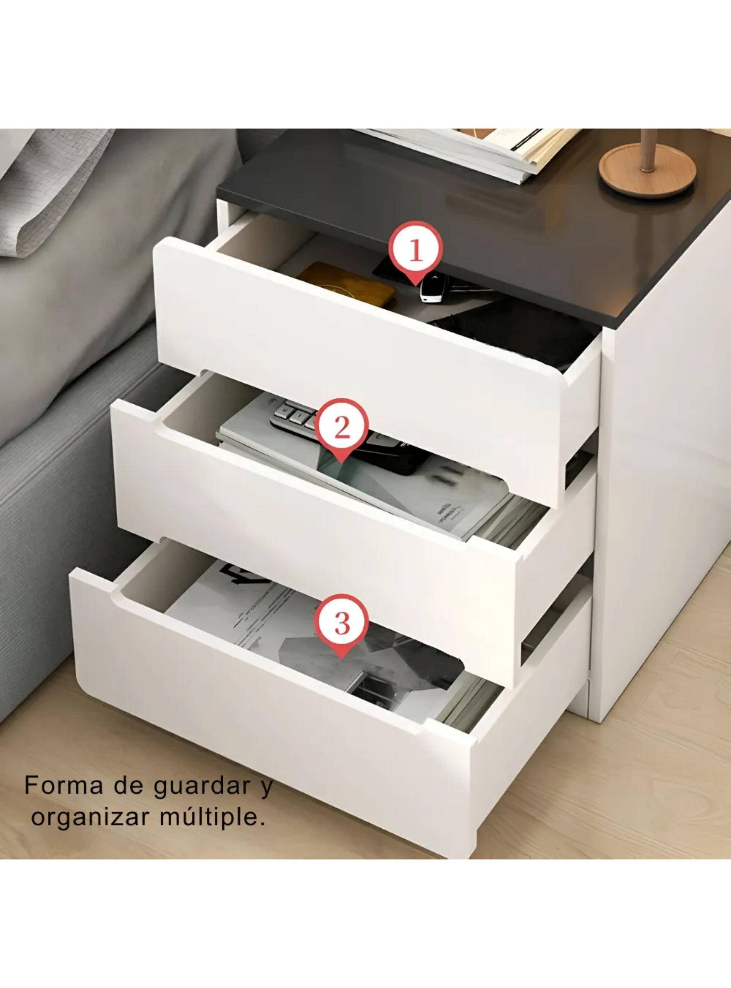 Pack 2 Velador 3 Cajones 40x41x59 Dormitorio Sala De Estar-5
