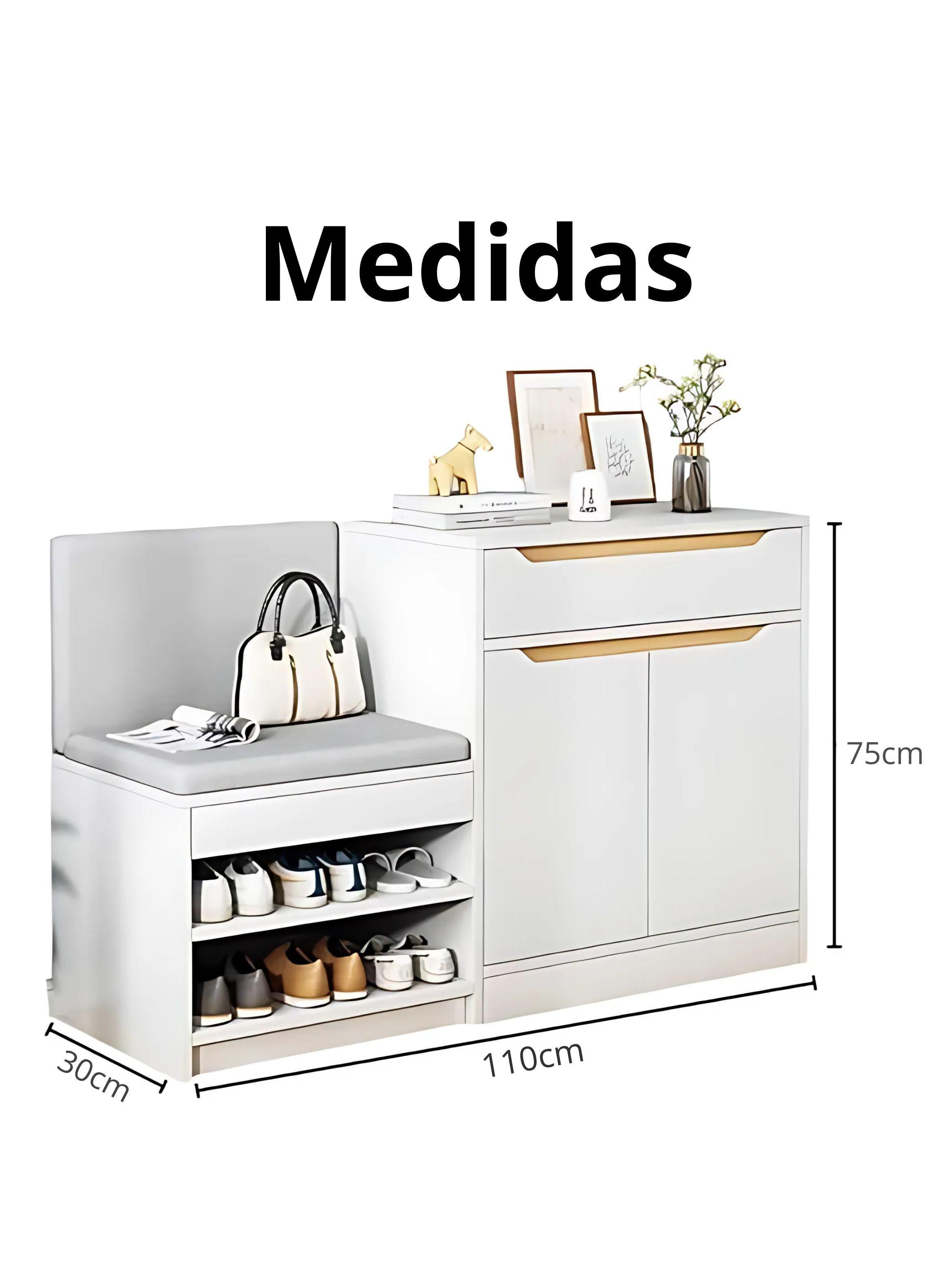 Zapatero Integrado Con Armario De 1 Cajón 110x30x75cm-2
