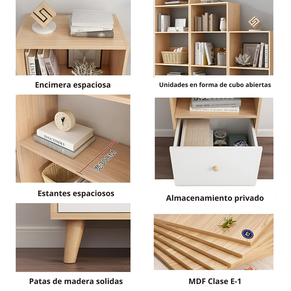 Estante Organizador Con 4 Niveles y Cajón 180x50x30-5