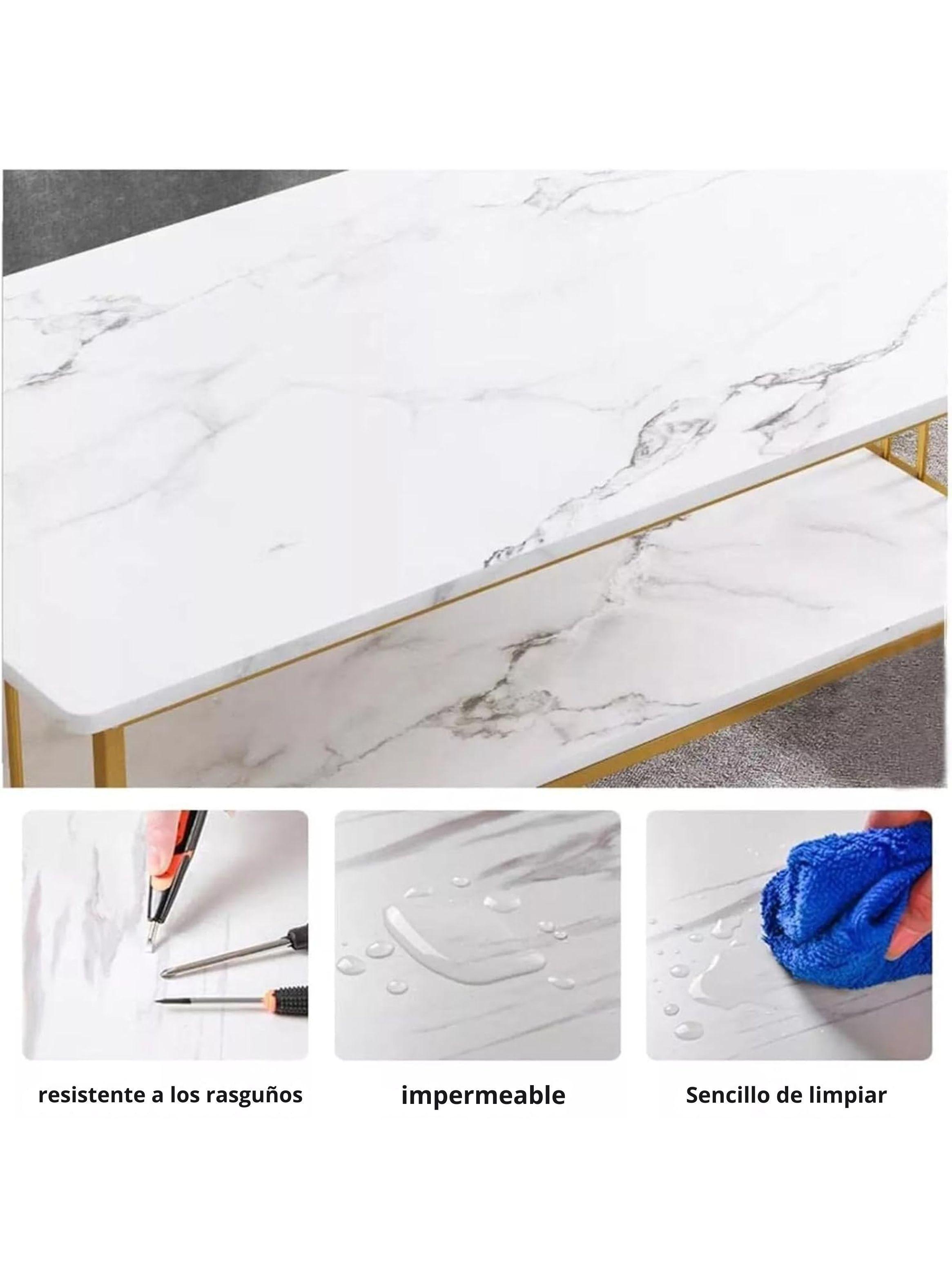 Mesa De Centro Rectangular 39,4x19,7x 5,7  Mármol Blanco-2