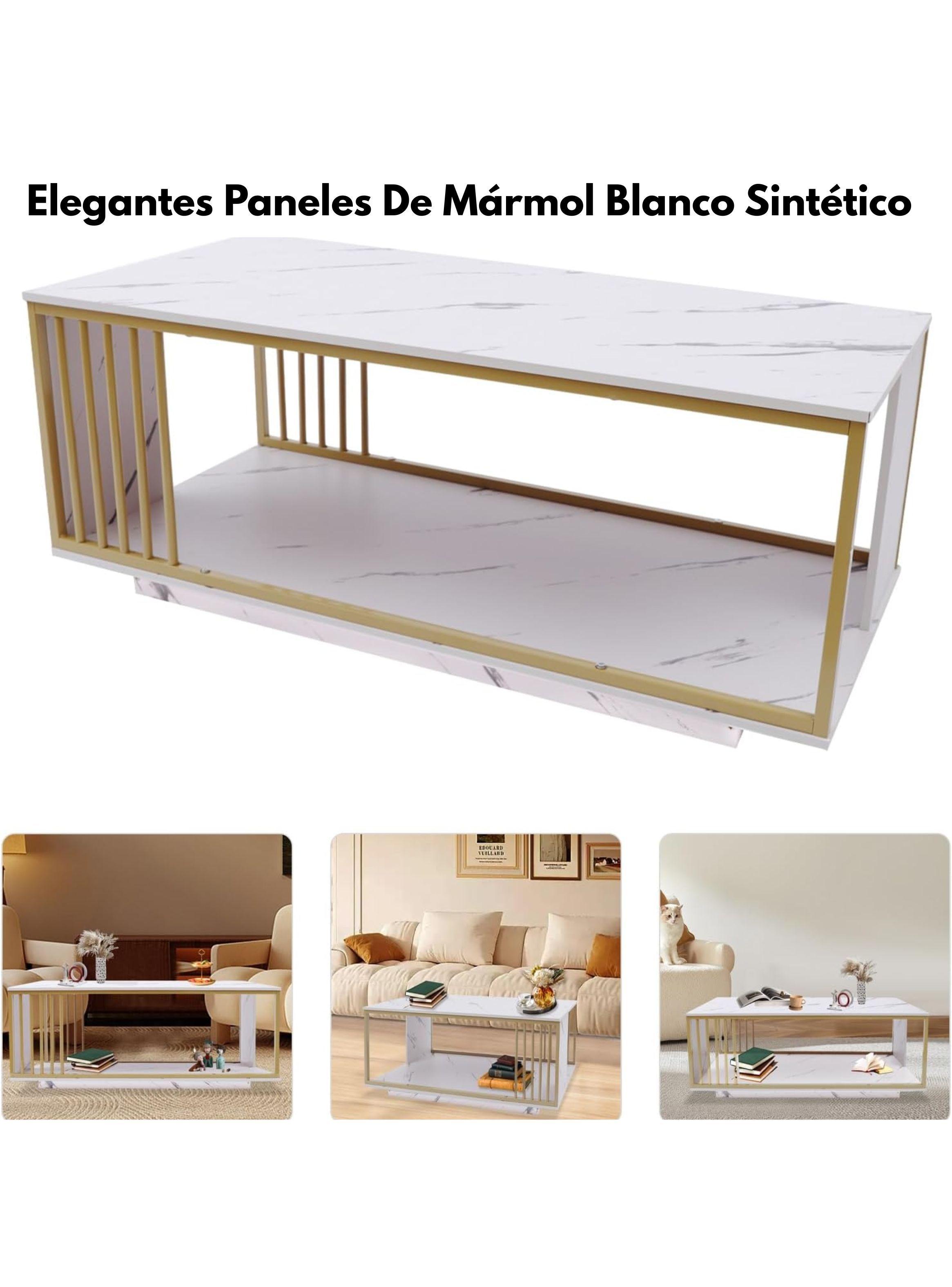 Mesa De Centro Rectangular 39,4x19,7x 5,7  Mármol Blanco-3