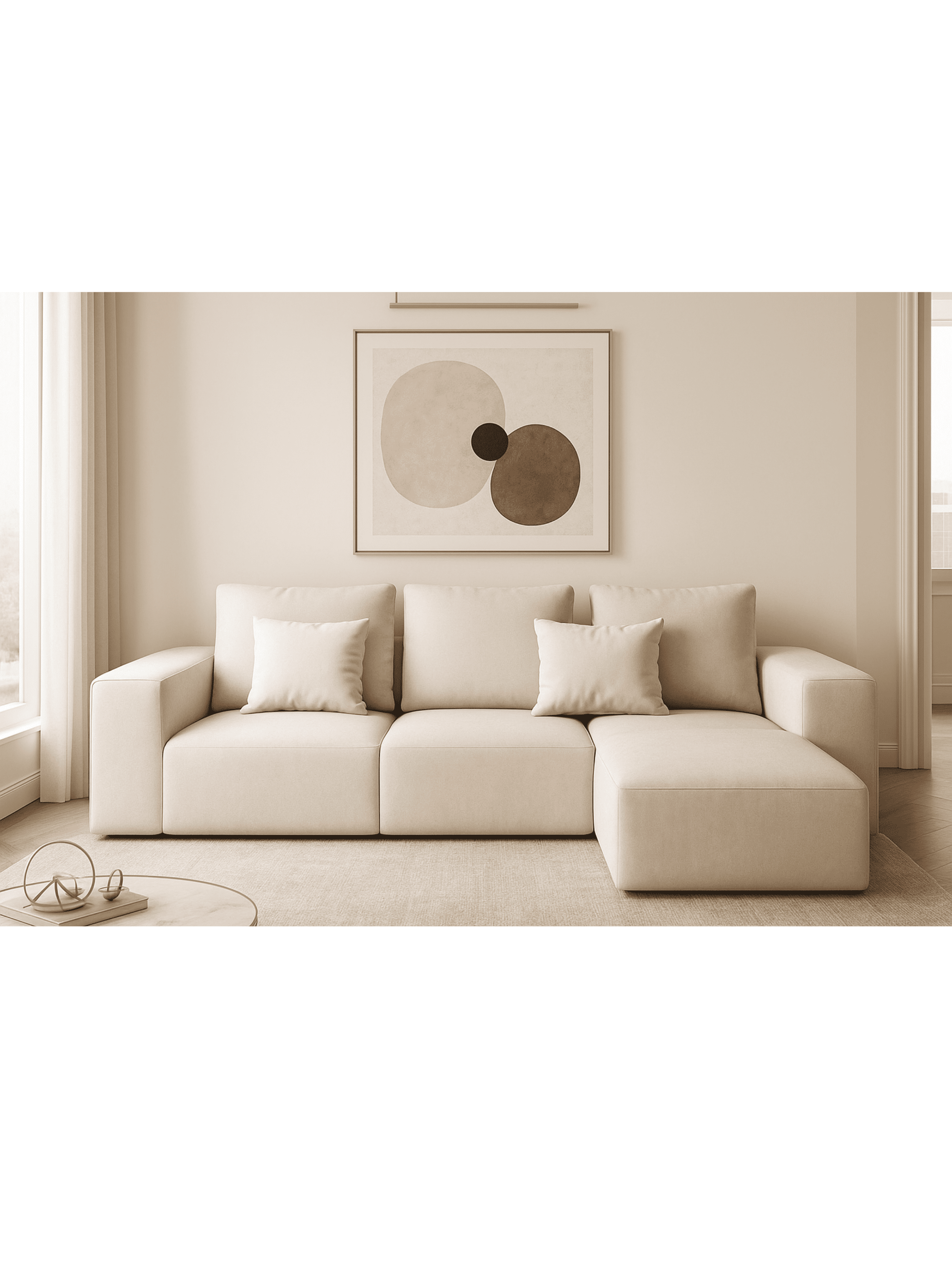 Seccional Modular Nantes Felpa Beige-2