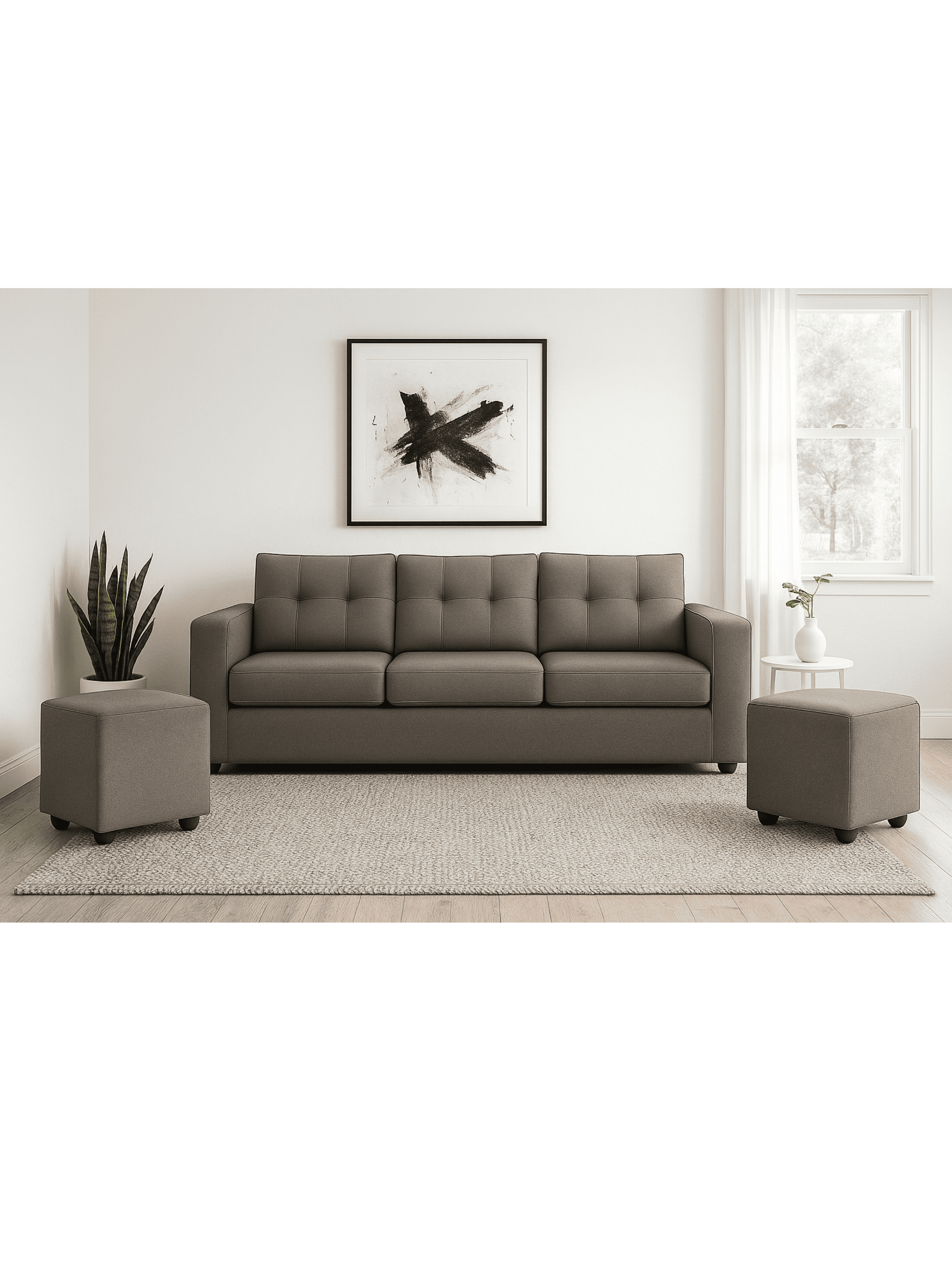 Sofa Sienna 3C 2 Pouf Gris Claro-2
