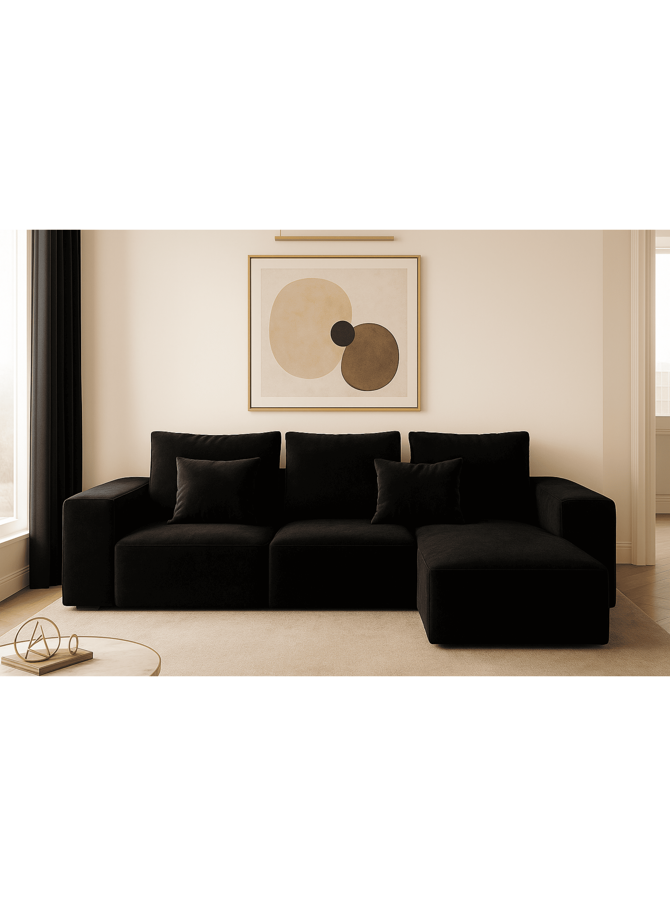 Seccional Modular Nantes Felpa Negro-2