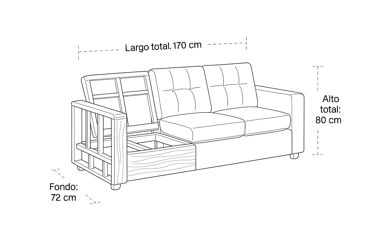 Sofa Sienna 3C 2 Pouf Gris Oscuro-2