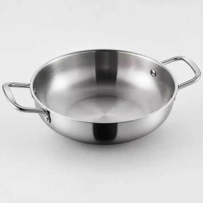 Olla Baja Acero Inoxidable 26 cm con Dos Asas-1