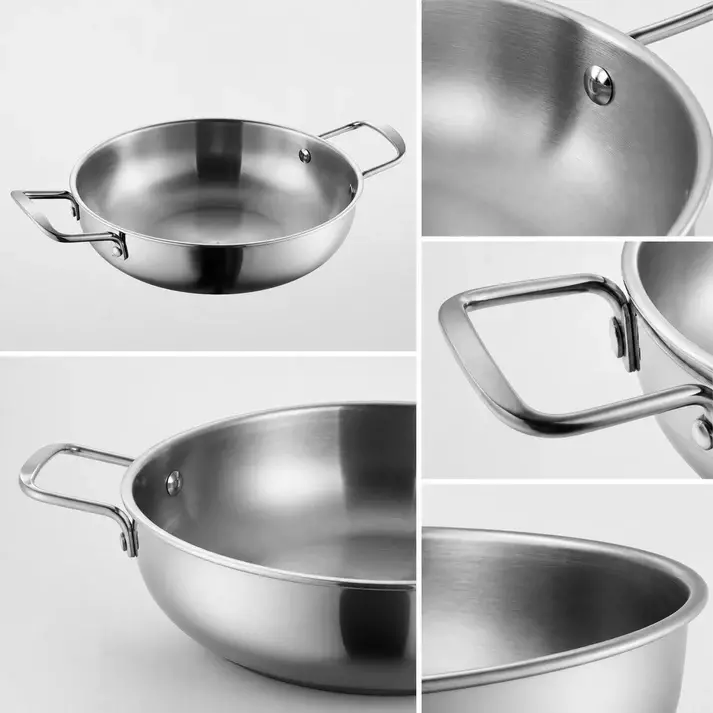 Olla Baja Acero Inoxidable 26 cm con Dos Asas-6