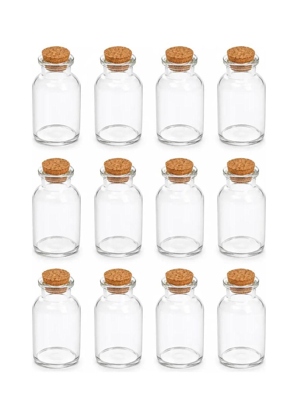 Pack 12 Botellas Vidrio 60 ml con Tapa de Corcho-0