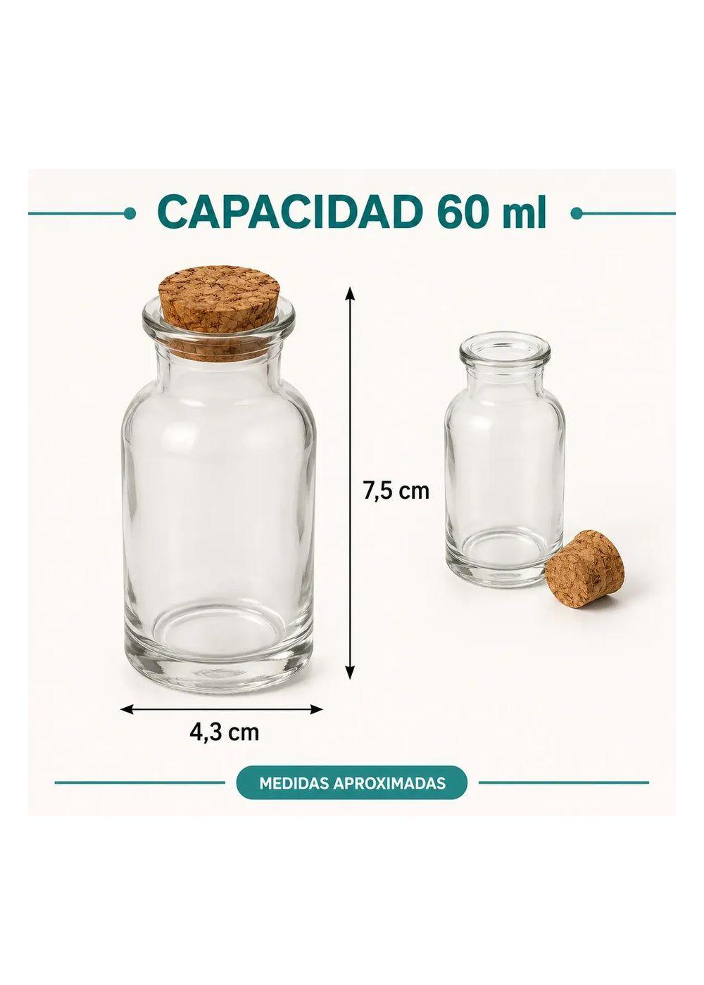 Pack 12 Botellas Vidrio 60 ml con Tapa de Corcho-2