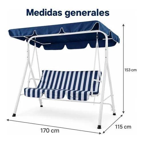 Sillon Columpio Just Home 3 Personas 170 cm Rayas Azul-1